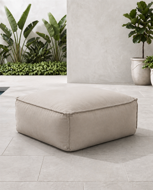 Cove outdoor ottoman in Cashmere Sunbrella fabric