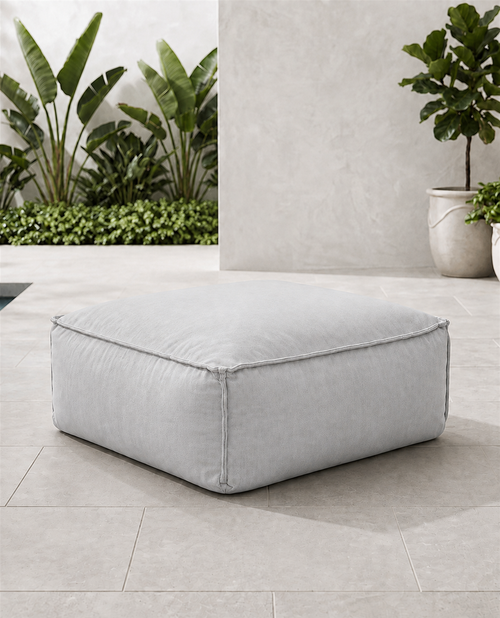 Cove outdoor ottoman in Canvas Granite Sunbrella fabric