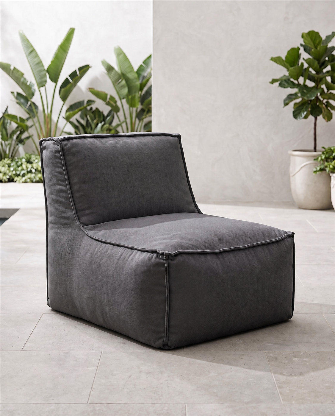 Cove outdoor lounge chair in Charcoal Sunbrella fabric