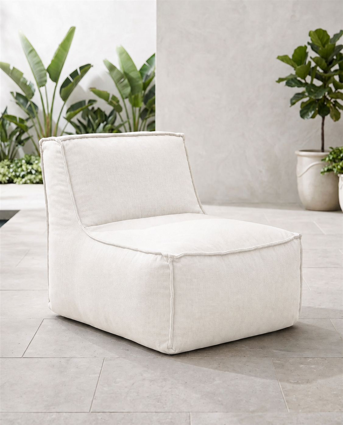 Cove outdoor lounge chair in Nurture White Sunbrella fabric